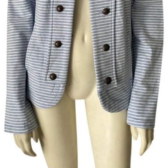 Tommy Hilfiger Military Band Womens Open Front Jacket Grey White Stripes sz S - Picture 15 of 15